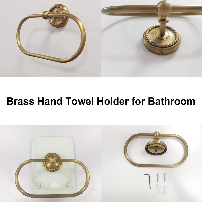 Oval Towel Ring, Antique Brass Towel Holder for Bathroom Wall Mounted | Vintage Gold Hand Towel Ring, Fashion Towel Rack Hanger for Washroom, Kitchen, Washbasin, Entryway
