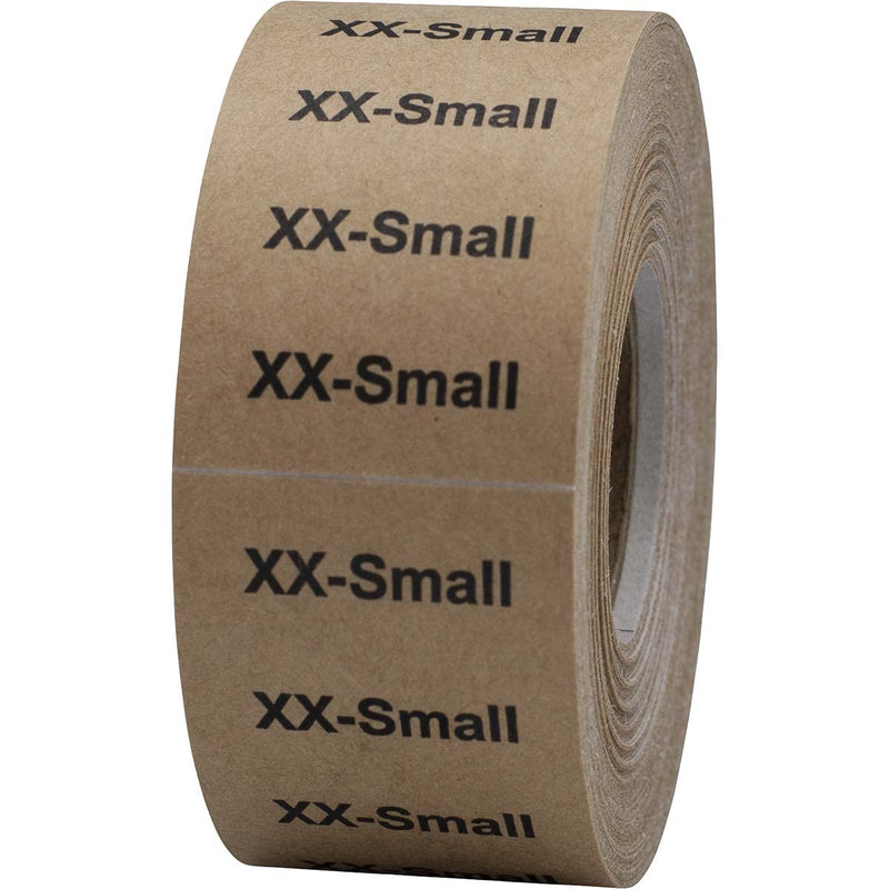 Natural Kraft XX-Small Clothing Size Strip Stickers for Retail Apparel, 1.25 x 5 Inch Adhesive Size Labels, 125 Total Stickers for Rack and Shelf Organization – Made in the USA