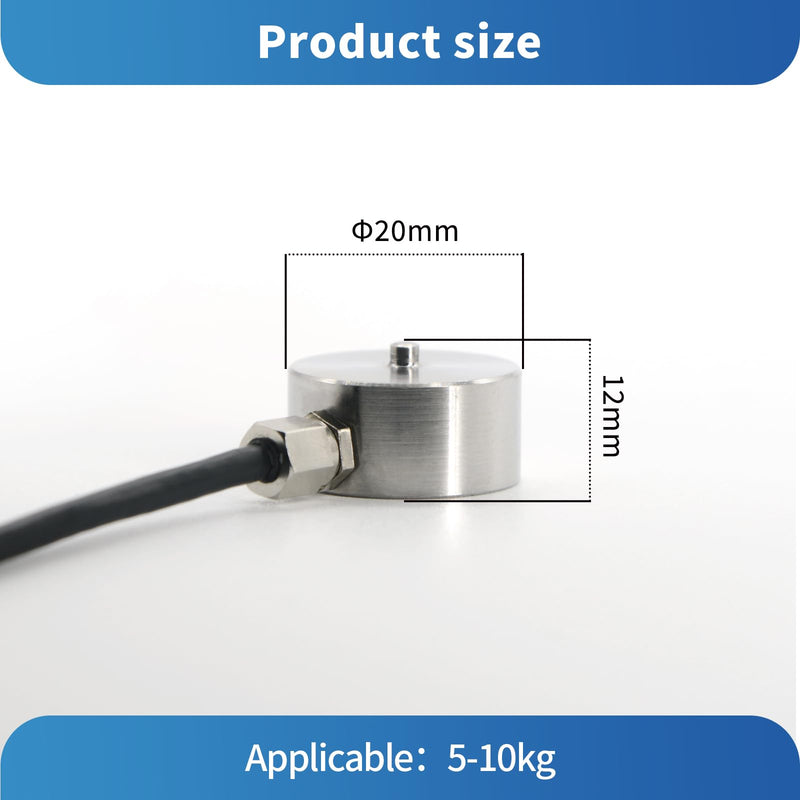 Micro Load Cell,Button Type Scale Weigh Force Pressure Sensor,Diameter Φ20 Mm 12mm Cable with 3m Cable (0-5KG) 0-5KG