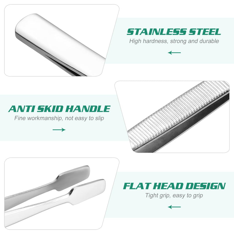 iplusmile Stamp Tweezers Pack of 2 Nickel-Plated 4.33 in / 11.00 cm with Round Flat Tip for Philately Stamp Collectors and Precise Picking of Stamps, Beads and Fine Objects