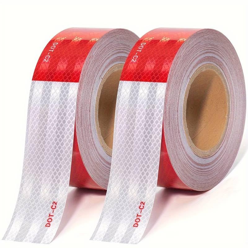 DOT-C2 Reflective Safety Tape 2 inches x 200 feet red/White Eye-catching Tape Suitable for Vehicles, Trailers, Boats, and Signage Safety Reflective Tape