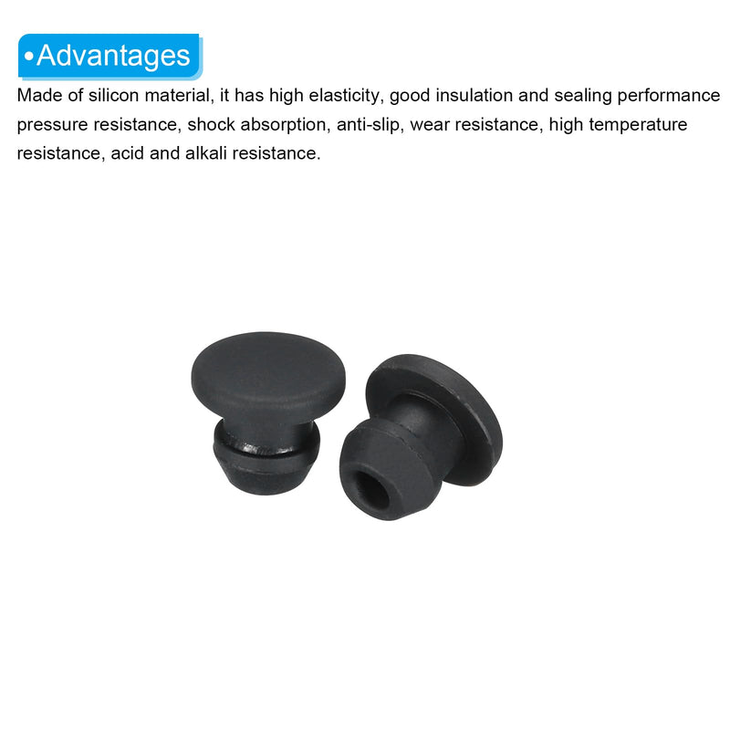 [Australia - AusPower] - MECCANIXITY Silicone Snap in Locking Hole Plugs Rubber Panel Seal Cover Flush Type Panel Round for Kitchen Rubber Bulkheads Waterproof Sealing Plugs 6mm/0.24 Inch Diameter Black,Pack of 20 
