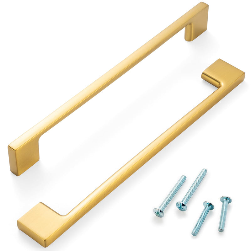 5 Pack 7-1/2 Inch Hole Centers, Brushed Gold Cabinet Pulls Gold Cabinet Handles Gold Kitchen Hardware for Cabinets ZP2205 Drawer Bedroom Dresser Bathroom Vanity Cupboard Closet 7-1/2" Hole Centers-5Pcs Modern