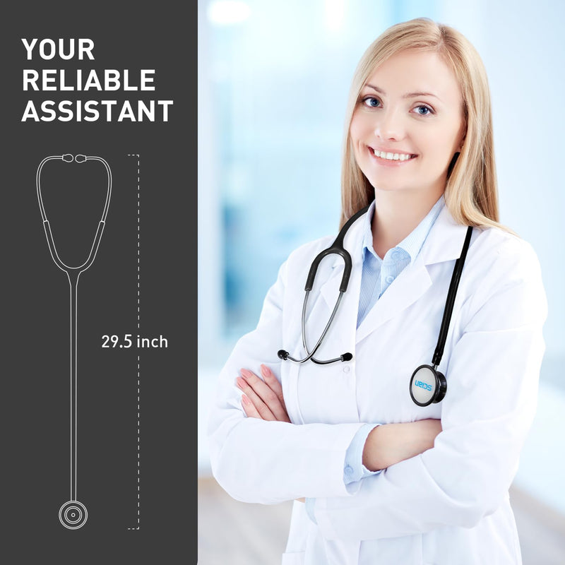 [Australia - AusPower] - SCIAN Dual Head Stethoscope for Nurses, Doctors, Medical Students, Home Use, Classic Stainless Steel Cardiology Stethoscope with Accessories and Carry Bag, Black Tube 
