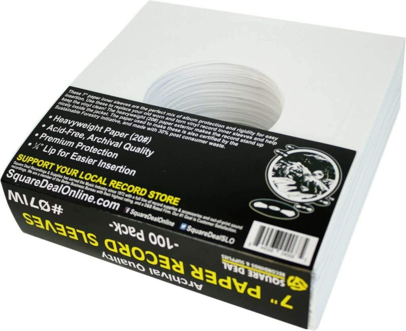 [Australia - AusPower] - (100) Archival Quality Acid-Free Heavyweight Paper Inner Sleeves for 7" Vinyl Records #07IW 100 