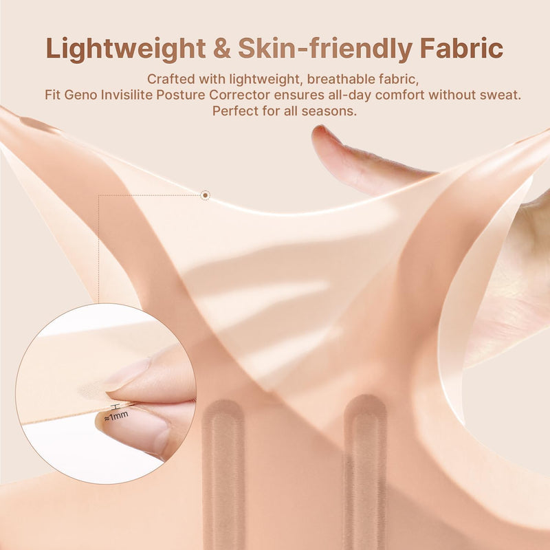 [Australia - AusPower] - Fit Geno Posture Corrector for Women Invisilite: Invisible Lightweight Back Brace for Neck Shoulder & Upper Back Pain Relief - Improve Posture Correct Hunchback Slouching Under Clothes Large Beige M/L (Under Bust 34"- 39") 