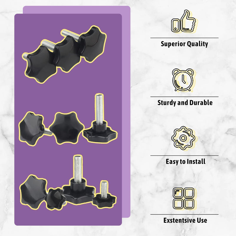 [Australia - AusPower] - MroMax 2PCS M10x50mm Star Handle Knob Thread Replacement Tightening Screw Quick Disassembly Replacement Parts Clamping Handle Grip Screw Knob Black M10 x 50mm 50mm Head Dia 