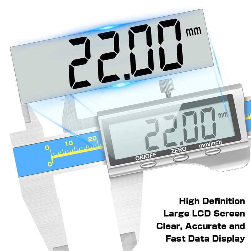 [Australia - AusPower] - Caliper Measuring Tool Digital Caliper Industrial Quality Precision Electronic Vernier Caliper Inch/Millimeter Measurement Micrometer for Jewelry - Accuracy Ip54 Waterproof Caliper Measure Tool A-Industrial 