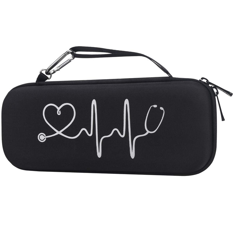 BOVKE Stethoscope Case Compatible with 3M Littmann Classic III, Lightweight II S.E, Cardiology IV Diagnostic, MDF Acoustica Deluxe Stethoscope, Additional Space for Taylor Hammer Black + Black F_Black+Black