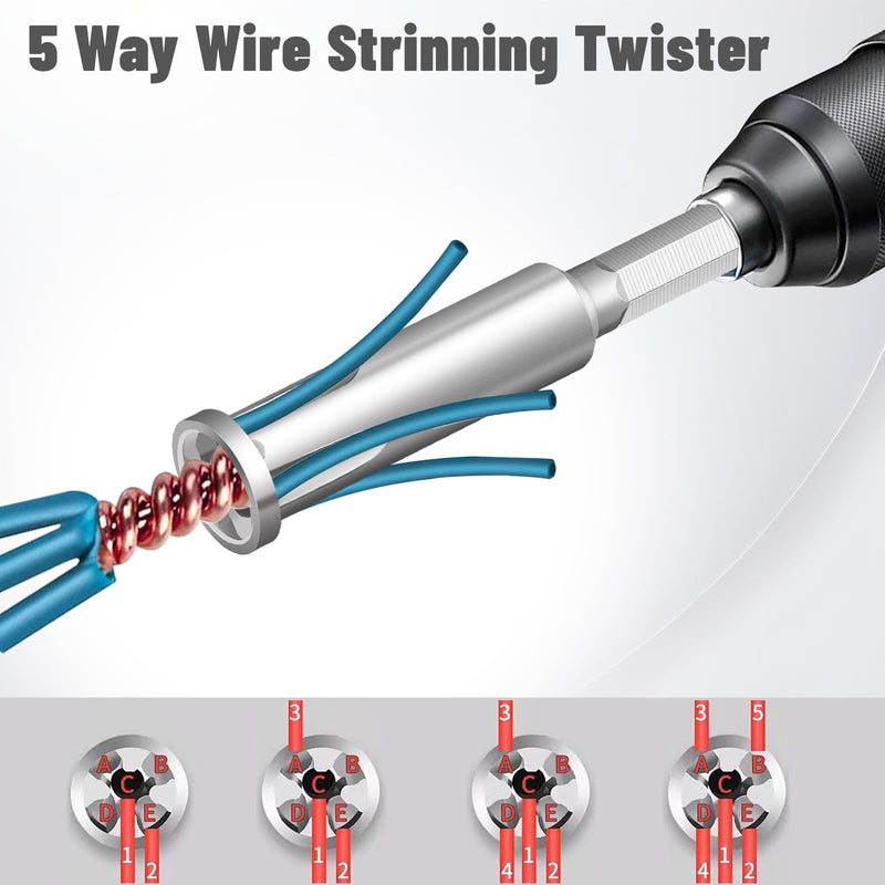 [Australia - AusPower] - 4 Pcs Wire Twister Tool for Drill, Wire Nut Twister Wire Stripper Tool Connector Driver with 1/4" Chuck Cable Quick Stripping Electricians Tools 4 