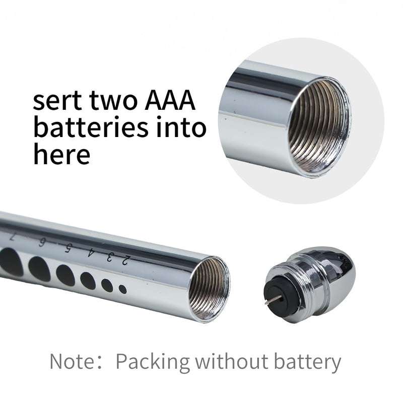 [Australia - AusPower] - 1PC Medical Pen Light with Pupil Gauge Penlight for Nurses Doctors,Reusable Medical LED Light with Pupil Gauge and Ruler,Silvery (Without Battery) 