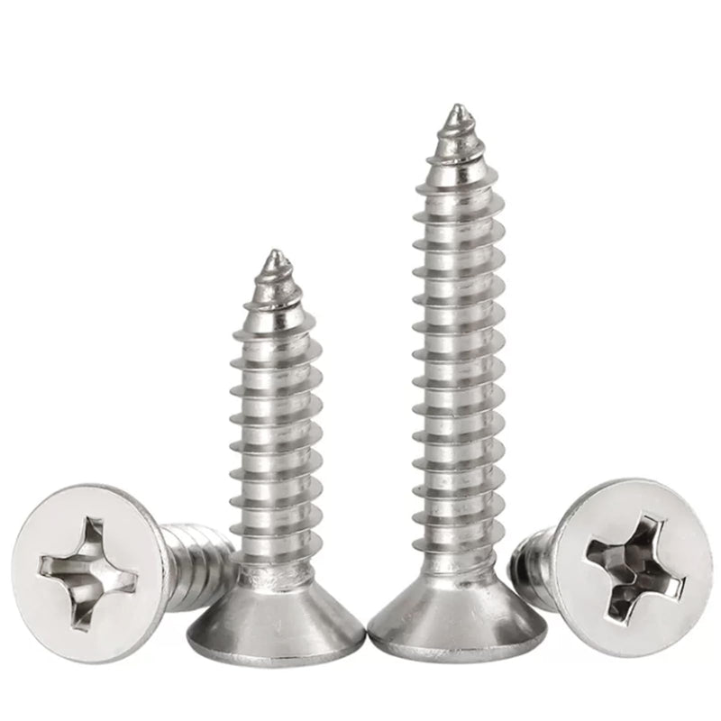 [Australia - AusPower] - #10 x 1 Flat Head Sheet Metal Screws Phillips Drive Wood Screws, 304 Stainless Steel 18-8, Pack of 50 #10 x 1" Silver 