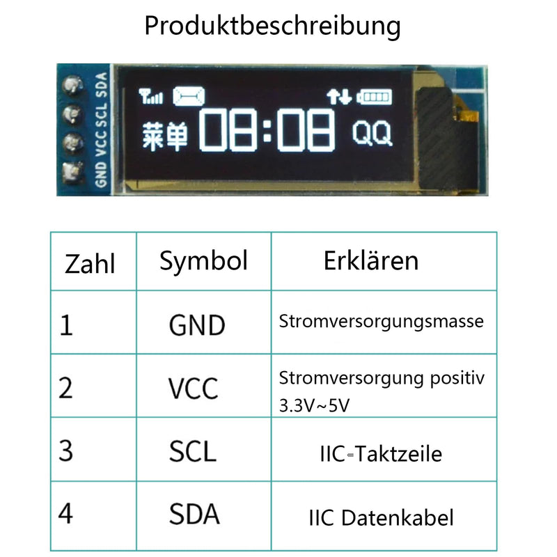 Gerui Set of 3 0.91 Inch OLED LCD Display Module Mini IIC 128 × 32 LCD Display Device, Compatible with Arduino and Other Microcontrollers, 3.3 V-5 V