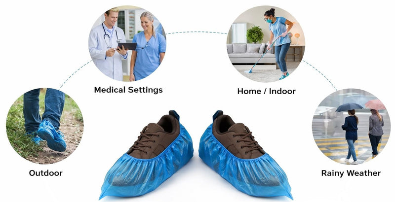 Blue Shoe Covers, Disposable Non-Slip Overshoes, Shoe Covers, Rain Covers, Rain Shoe Protector, Bicycle Overshoes, Waterproof Shoe Cover, Overshoes (30, 40 x 15 cm) 30 40x15cm