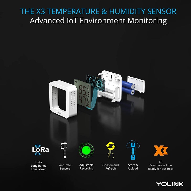 [Australia - AusPower] - YoLink X3 version Temperature & Humidity Sensor, Supports App Real-Time Data Refresh, Alexa, IFTTT, Home Assistant Integration - YoLink Hub Included With Hub 1 