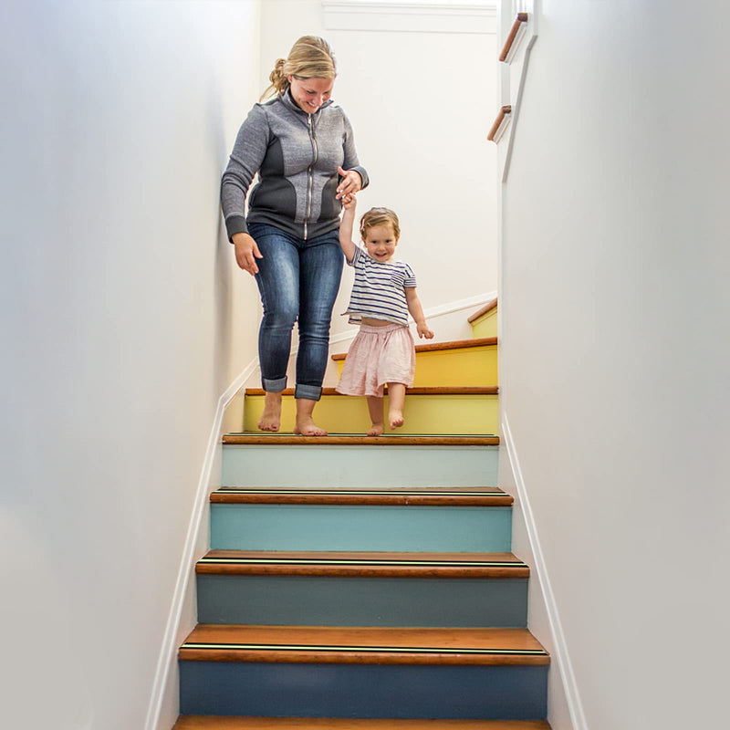 COSIMIXO 2" x 16.5FT Anti Slip Tape with Glow in The Dark Stripe,Premium Grip Tape Non Slip Stair Treads Tape,Non Skid Tape, High Traction Adhesive for Stairs Step Black/Green 2Inch x 16.5Ft