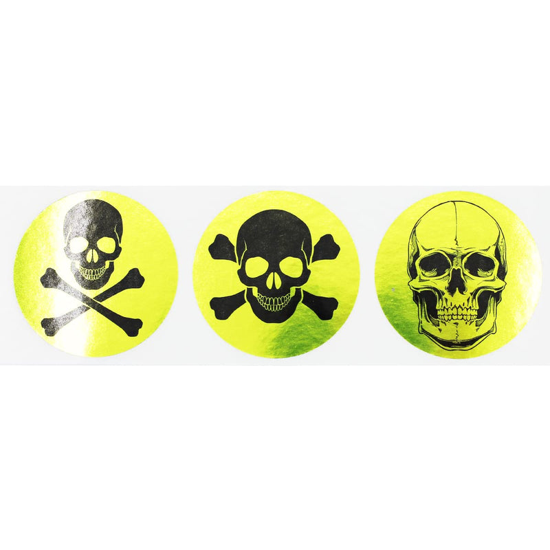 Gold Skull and Crossbones Stickers – 2 Inch Round Labels, 100 Total Adhesive Stickers on a Roll for Crafts, Party Favors, Decorations, and Packaging – Made in the USA