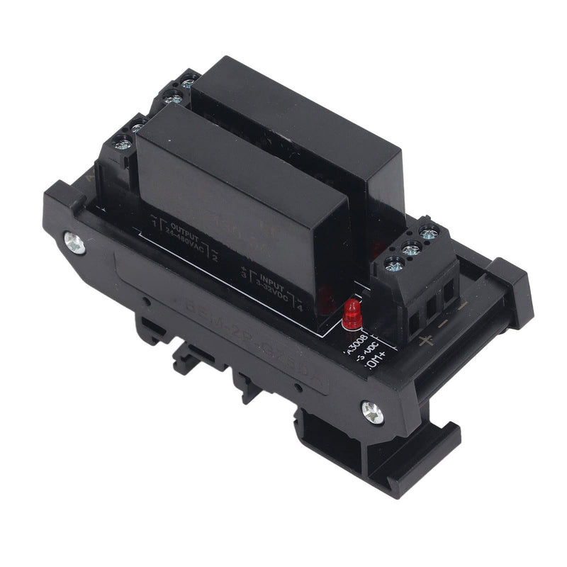 Solid State Relay Module, 3-32VDC Input DIN Rail Mount Resin Seal Plug and Play Resistant 2pcs DC to AC Equipment Relay Module