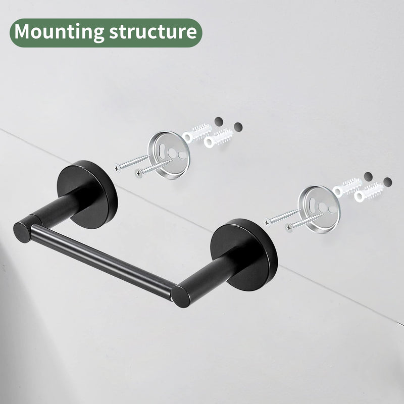Black Toilet Paper Holder Towel Ring Matte Bathroom Accessories Set Hand Towel Holder Wall Mount Bath Hardware TP Tissue Roll Holder with Double Post Pivoting SUS304 Stainless Steel 2pc Matte Black 2 Pieces