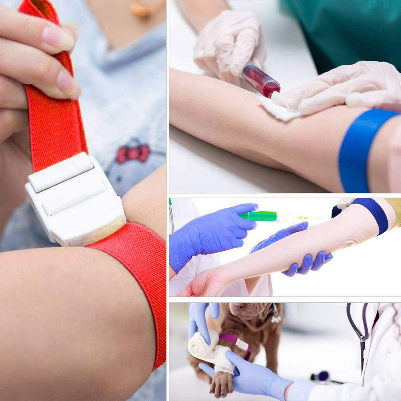 [Australia - AusPower] - 5 Pack Tourniquets for Blood Drawing, Adjustable Tourniquets Medical Emergency First Aid Quick Release Outdoor Elastic Strap Buckle Band & Phlebotomy Class Black 