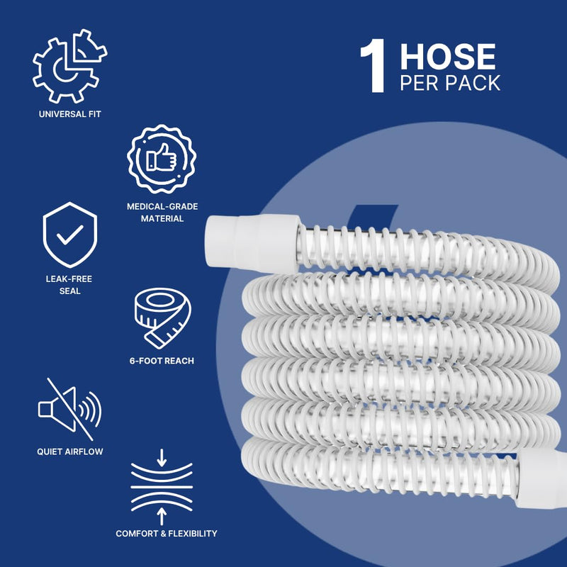 [Australia - AusPower] - Snugell CPAP Hose Universal Tubing (6 ft) – Compatible with CPAP, BiPAP, and BiLevel Machines – Minimizes Mask Leaks, Reduces Discomfort – Durable, Flexible, and Designed for Restful Sleep 1 Count (Pack of 1) 