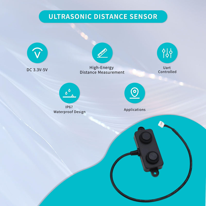 [Australia - AusPower] - Ultrasonic Distance Sensor, UART Controlled Range Detector 3 to 450cm Low Power Design Ranging Sensor, IP67 Design DC 3.3V to 5V Ultrasonic Range Detector for Robot 