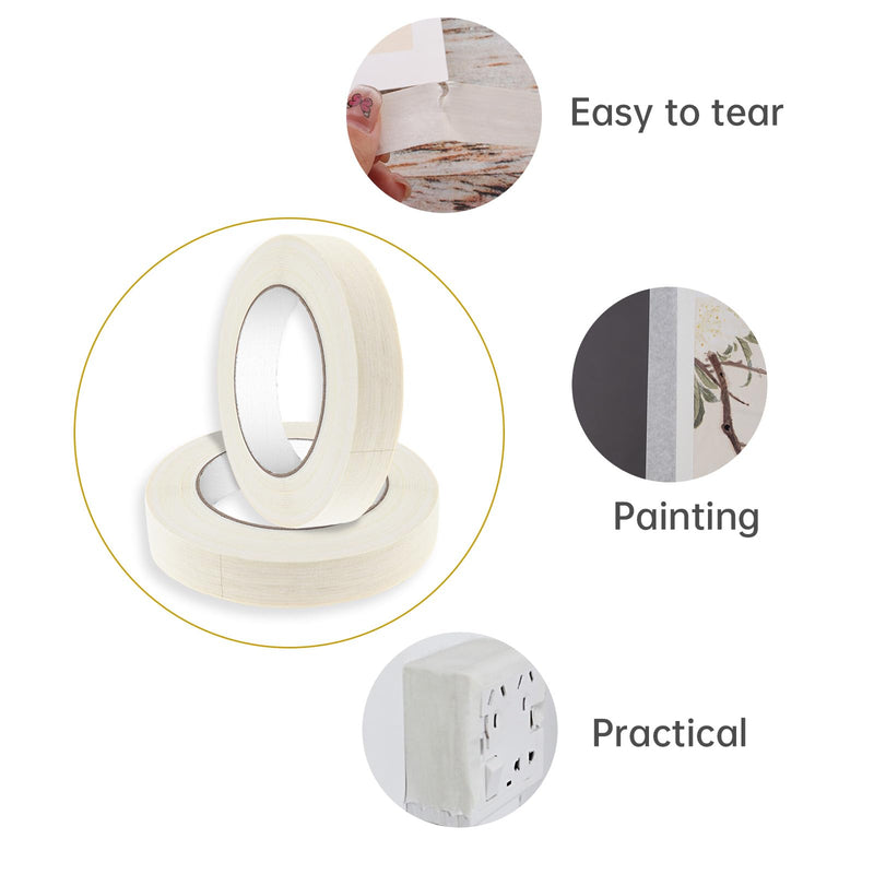 2 Packs White 1 inch x 54 yds Artist Tape for Watercolor Paper, Low Tack Masking Drafting Tapefor Painting Canvas Framing (1 Inch)