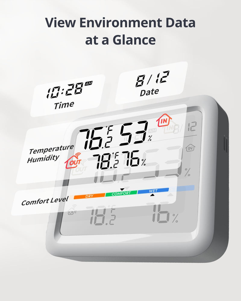 SwitchBot Meter Pro, Digital Hygrometer & Thermometer - Wireless Indoor Temperature & Humidity Monitor with Bluetooth App Control, Real-Time Alert 1 Meter Pro+Outdoor Meter