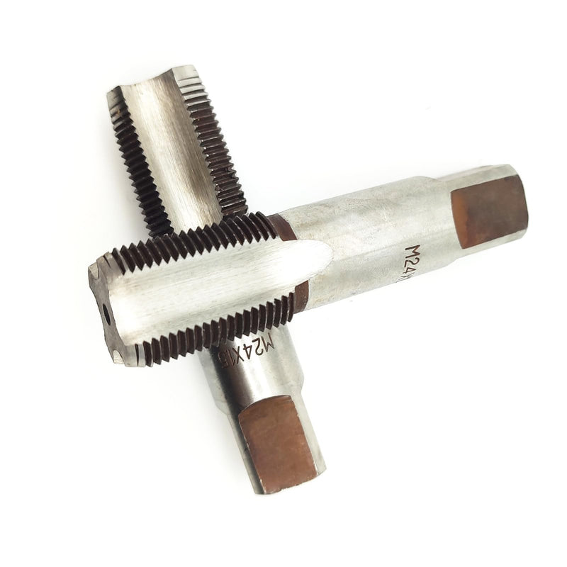 AtticZone M24 x 1.5 Metric Hand Thread Tap, Right Hand, Alloy Tool Steel, 1 Taper Tap, 1 Plug Tap for Metal Working DIY Industrial M24x1.5