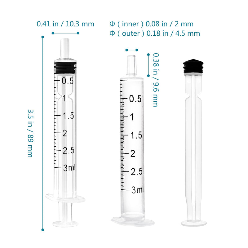 [Australia - AusPower] - 12 Pack 3ml Syringe with Cap and Luer Slip Tip, Sterile Syringe Individually Packaged for Labs, Liquid Measuring, Feeding Pets,Oil or Glue Applicator C 3ml 12.0 
