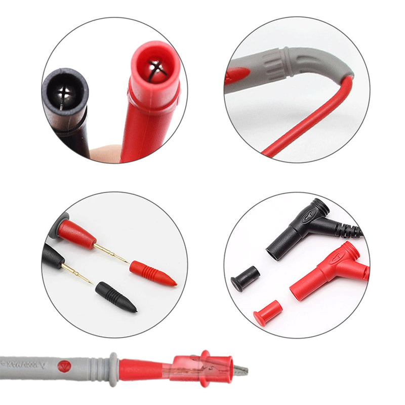[Australia - AusPower] - 1000V 20A Multimeter Lead Test Kit, Gold-Plated Probe Leads with Alligator Clips,Precision Sharp Probe Test Lead Test Extension,Test Lead Probe Clip Suitable for Most of Digital Multimeter 