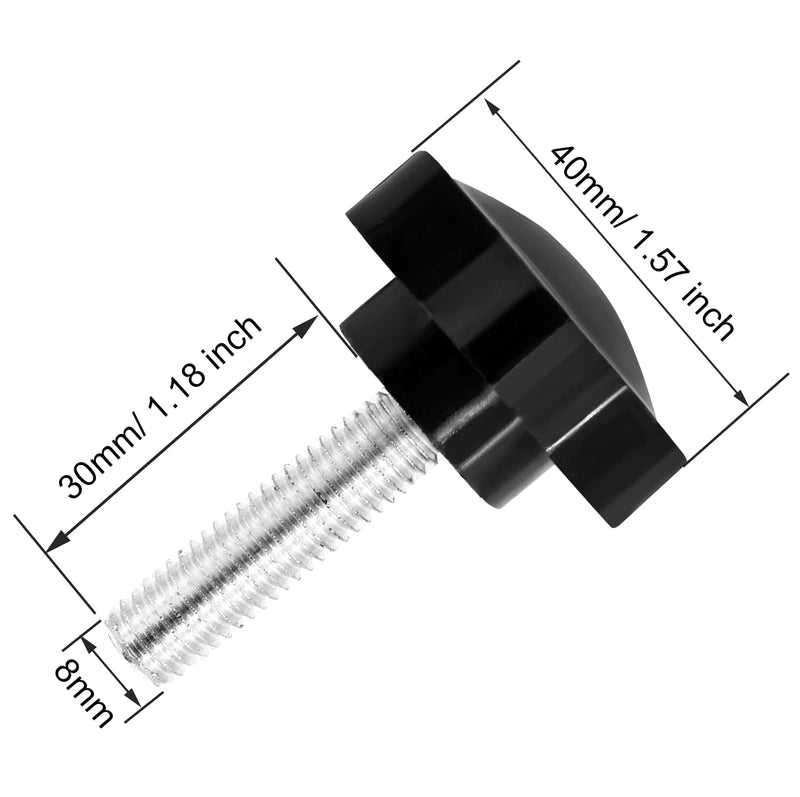 [Australia - AusPower] - 4 Pack M8 x 30mm Thread Replacement Star Hand Knob Tightening Screw, Black Hand Tightening Knob 