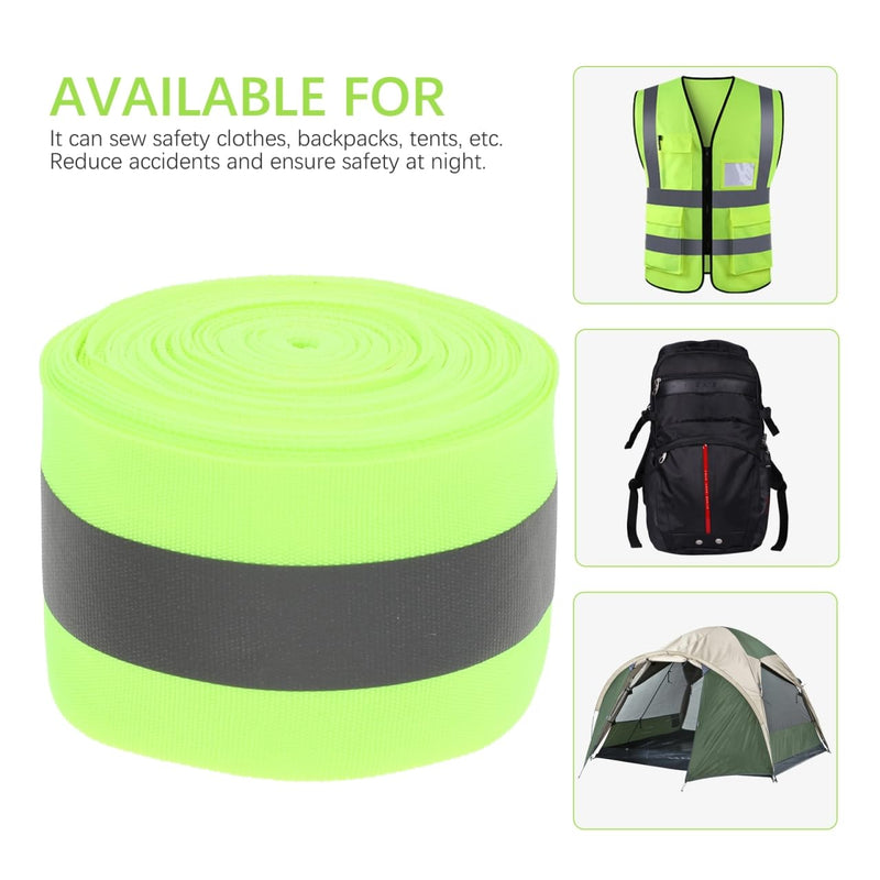 KESYOO Reflective Sew on Tape 15.5Ft Fluorescent Safety Ribbon High Visibility Webbing for Outdoor Sports Clothing Backpacks Pet Gear Night Visibility