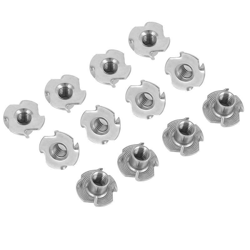 [Australia - AusPower] - 1/4"-20 T-Nuts, 304 Stainless Steel 4 Pronged Tee Nuts, Four-jaw Threaded Inserts for Rock Climbing Holds, Furniture, Cabinetry, Woodworking, Silver, 25 PCS 1/4"-20 