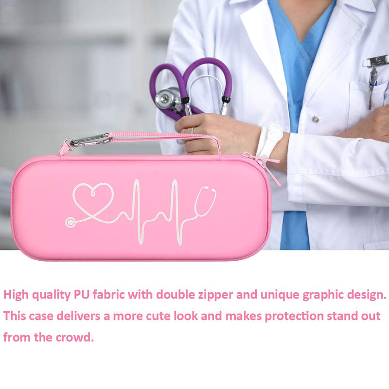 [Australia - AusPower] - BOVKE Stethoscope Case fits 3M Littmann Cardiology IV Diagnostic, Classic III Monitoring Stethoscope, Lightweight II S.E, MDF Acoustica Stethoscope Holder with Pocket for Nurse Accessories, Pearl Pink Pu Leather_Pearl Pink 