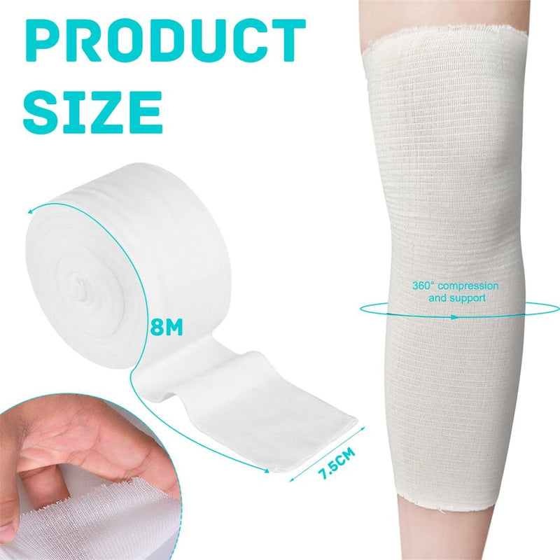 [Australia - AusPower] - Tubular Elastic Bandage Size D Support Bandages Washable Reusable First Aid Gauze Dressing for Arms Lower Legs Sports 7.5CM x 8M 