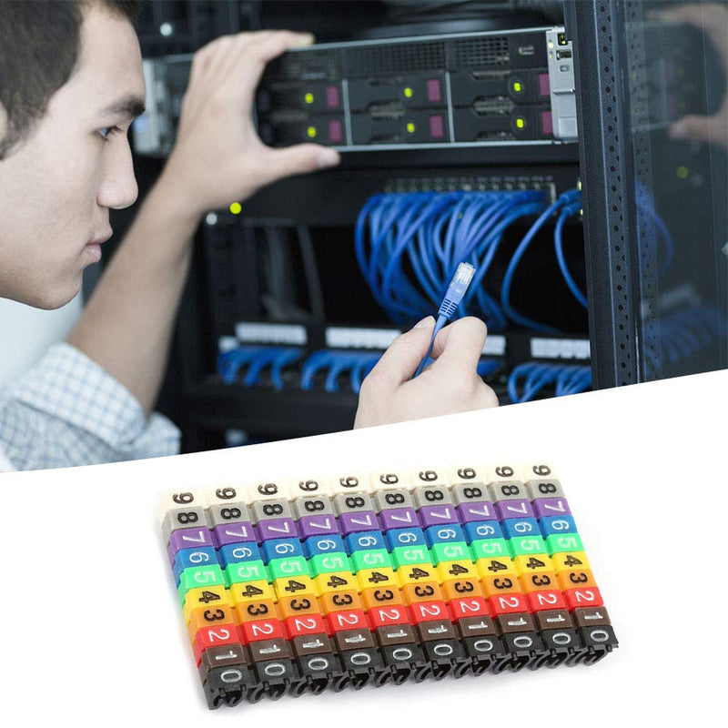 Wire Number Labels, Clip on Wire Markers, Colorful Cable Numbering Marker for Data Center Cable Management, Studio Patch Bays(100PCS KCM-2.5MM) 100PCS KCM-2.5MM