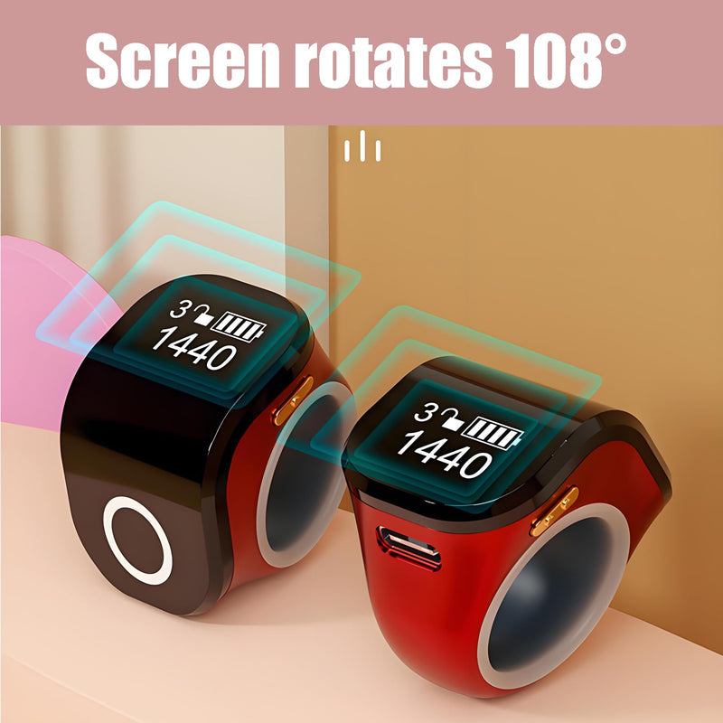 Worship Counter, Tally Clicker for Muslim Islamic Prayer, OLED Screen, Time and Date Digital Display, Vibration Reminder Alarm, Golf, Goods Counting, Lap, Knitting Black