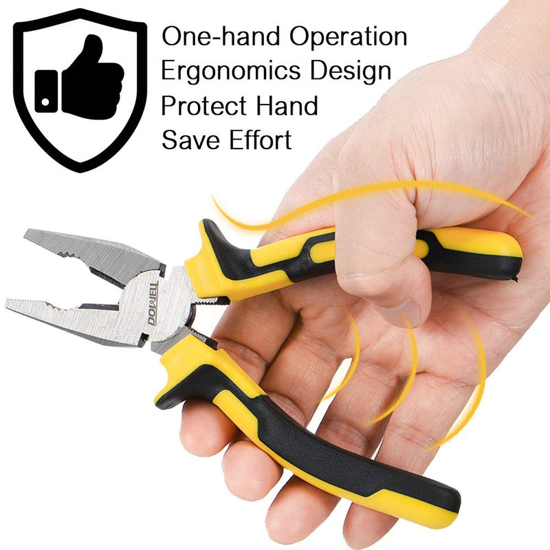 [Australia - AusPower] - DOWELL Lineman's Pliers Combination Pliers with Cutter 6 Inch Heavy Duty Nickel Chromium Steel Construction And Professional Handle 6" Lineman's Pliers 