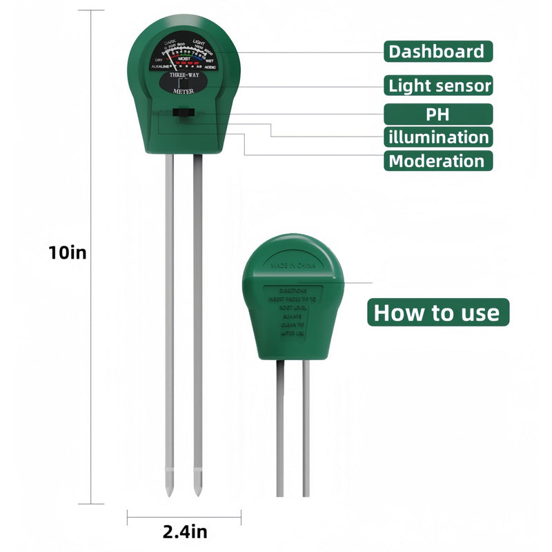 [Australia - AusPower] - 3 in 1 Plant Water Meter - Soil Moisture Meter for Indoor and Outdoor Plants - Hygrometer Sensor for Gardening and Farming - No Batteries Required 3 in 1 Soil Tester 