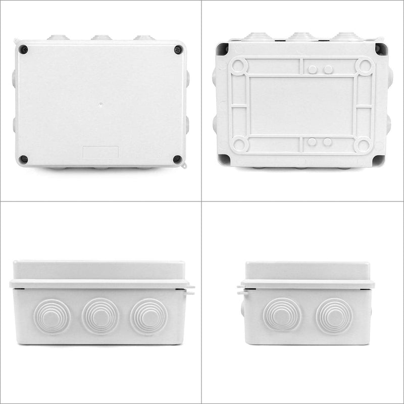 QWORK Surface-Mounted Junction Box, Junction Box, Waterproof, Dustproof, IP65, ABS Plastic, Universal Electric Project Enclosure, White, 150 x 110 x 70 mm
