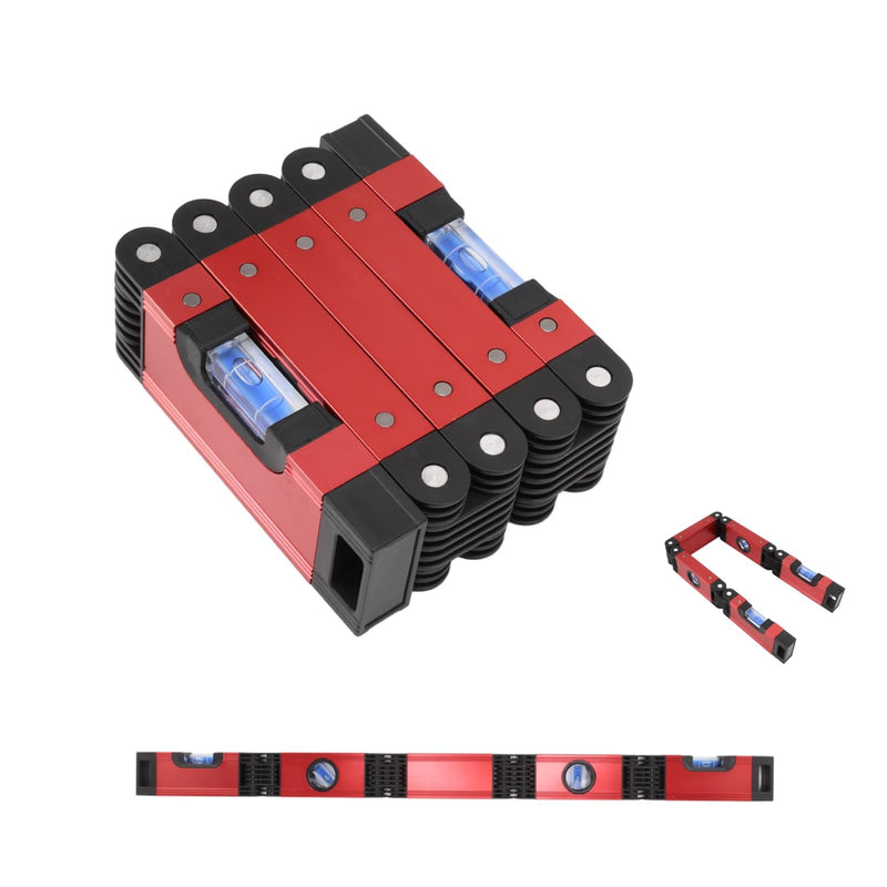 [Australia - AusPower] - Foldable Level Measuring Tool, Aluminum Alloy Leveler Tool, 28in Multifunction Multi Angle Woodworking Accurate Magnetic 4 Level Bubbles 