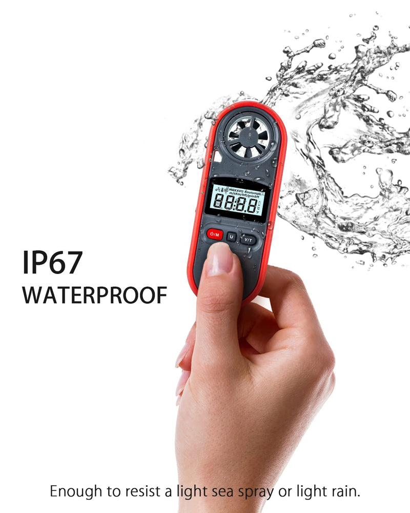 Wintact Handheld Anemometer, Digital Wind Speed Meter Gauge, Air Flow Velocity Tester with Measuring Wind Temperature 14℉ to 113℉ for HVAC Duct Outdoor Kite Boat Sailing Surfing (WT816A) WT816A