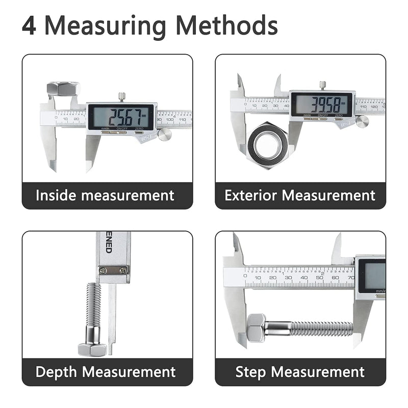 [Australia - AusPower] - Electronic Digital Vernier Caliper, LOUISWARE Stainless Steel Caliper 150mm/0-6 inch Measuring Tools with Extra-Large LCD Screen, inch/Metric Conversion QB_087 