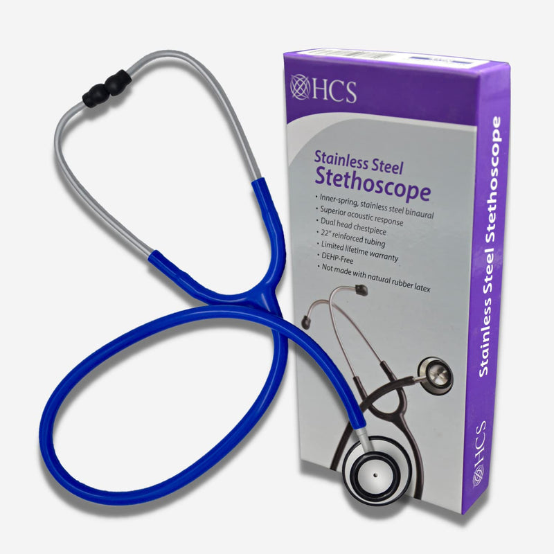[Australia - AusPower] - HCS Blue Stethoscope - Premium Stainless Steel, Dual Head Medical Stethoscope for Nurses, Doctors, Veterinary - 22 inch Tubing 