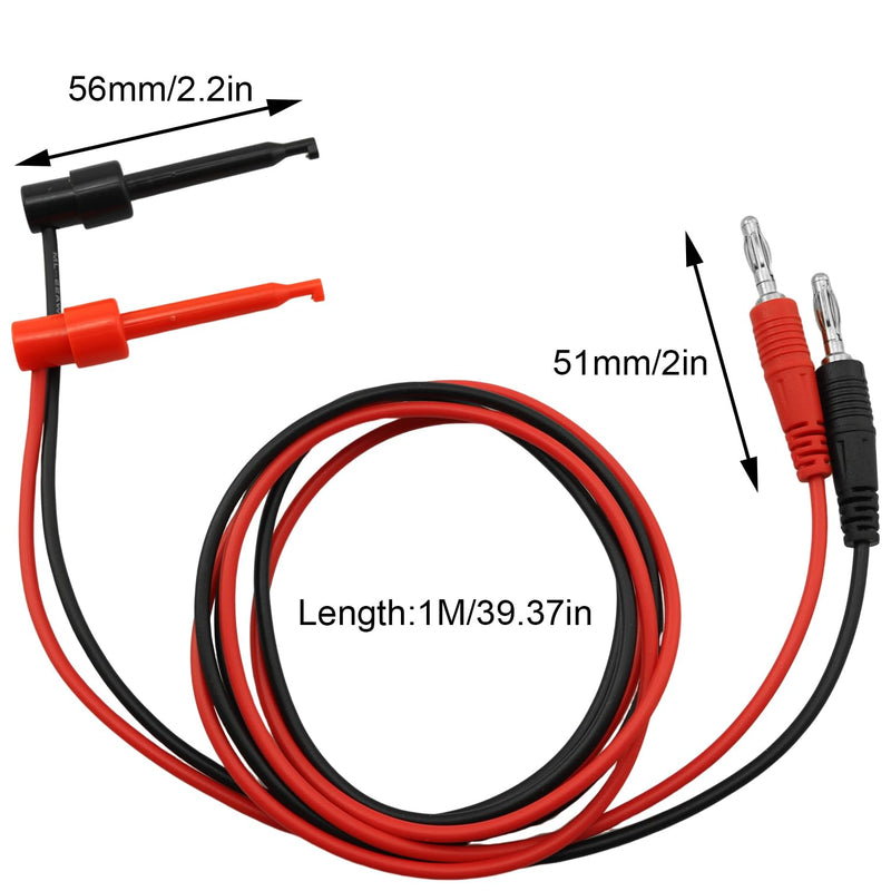 [Australia - AusPower] - 2PCS Banana Plug Test Hook Clip 4mm with Copper Lead Wire Soft Cable Wire Multimeter Electrical Testing Applied in Laboratories Schools Automotive Maintenance Industrial Electrical 