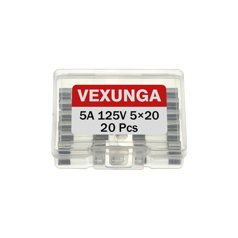 [Australia - AusPower] - 20pcs 5A 125V Christmas Light Fuses 5 Amp 125 Volt Max Glass Fuses Replacement for Outdoor C9 String Xmas Lights (5x20MM / 0.2x0.79Inch) 