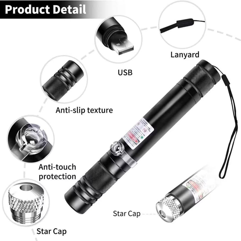 [Australia - AusPower] - Cowjag Long Range Green Laser Pointer, 2000 Metres Laser Pointer High Power Pen, Green Lazer Pointer Rechargeable for Hiking, Cat Laser Toy USB Charge(Green Light) 