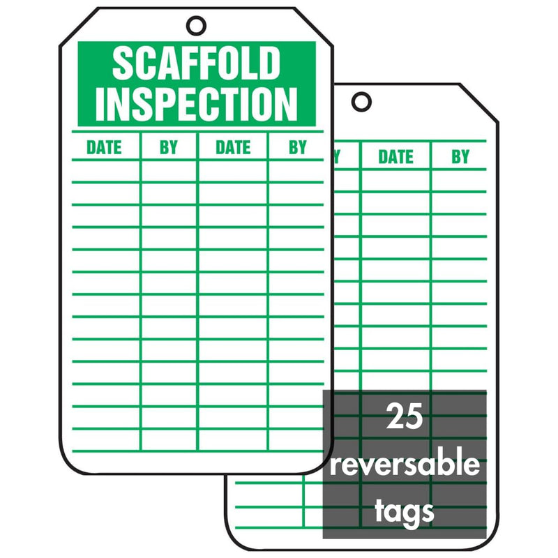 Accuform Signs TRS317CTP Scaffold Status Tag, Legend"Scaffold Inspection", 5.75" Length x 3.25" Width x 0.010" Thickness, PF-Cardstock, Green on White (Pack of 25)