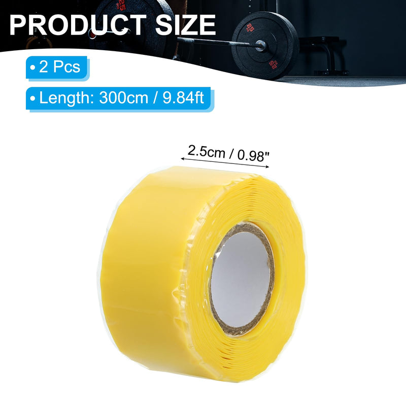 PATIKIL Grip Tape for Handles 1" x10ft, 2 Roll Self-Fusing Silicone Tape for Bike Handles Pull Up Bars Gym Equipment Plumb/Hose/Pipe Leaks Emergency, Yellow